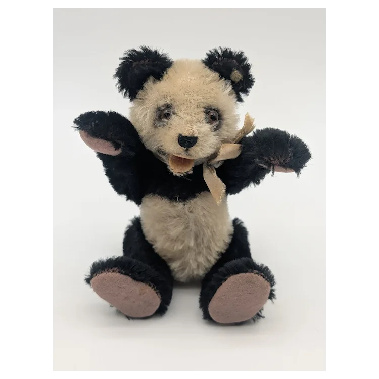 Delightful Little Vintage 1950's Steiff Mohair Panda Teddy Bear