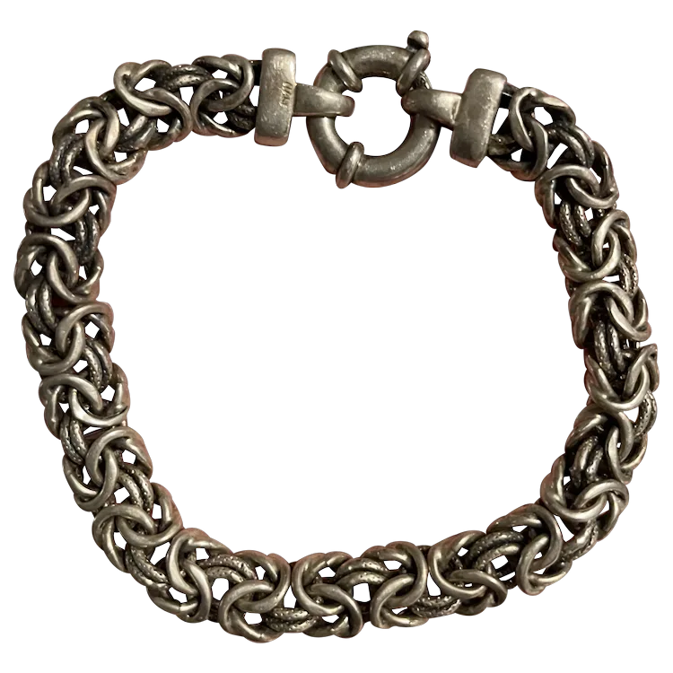 Vintage Heavy Sterling .925 Byzantine Style Bracelet Made In Italy