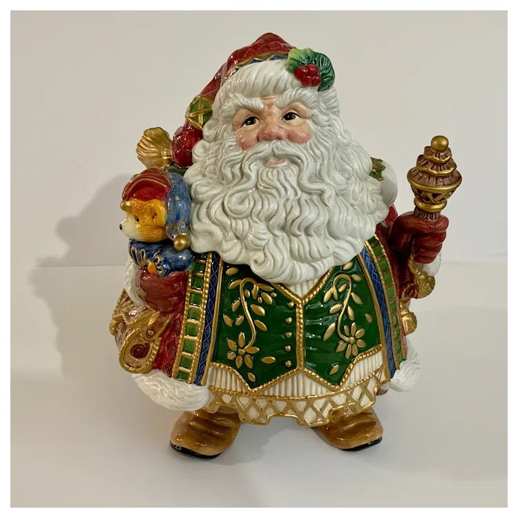Fitz & Floyd Jolly Ole Saint Nick Ceramic Cookie Jar FF Santa