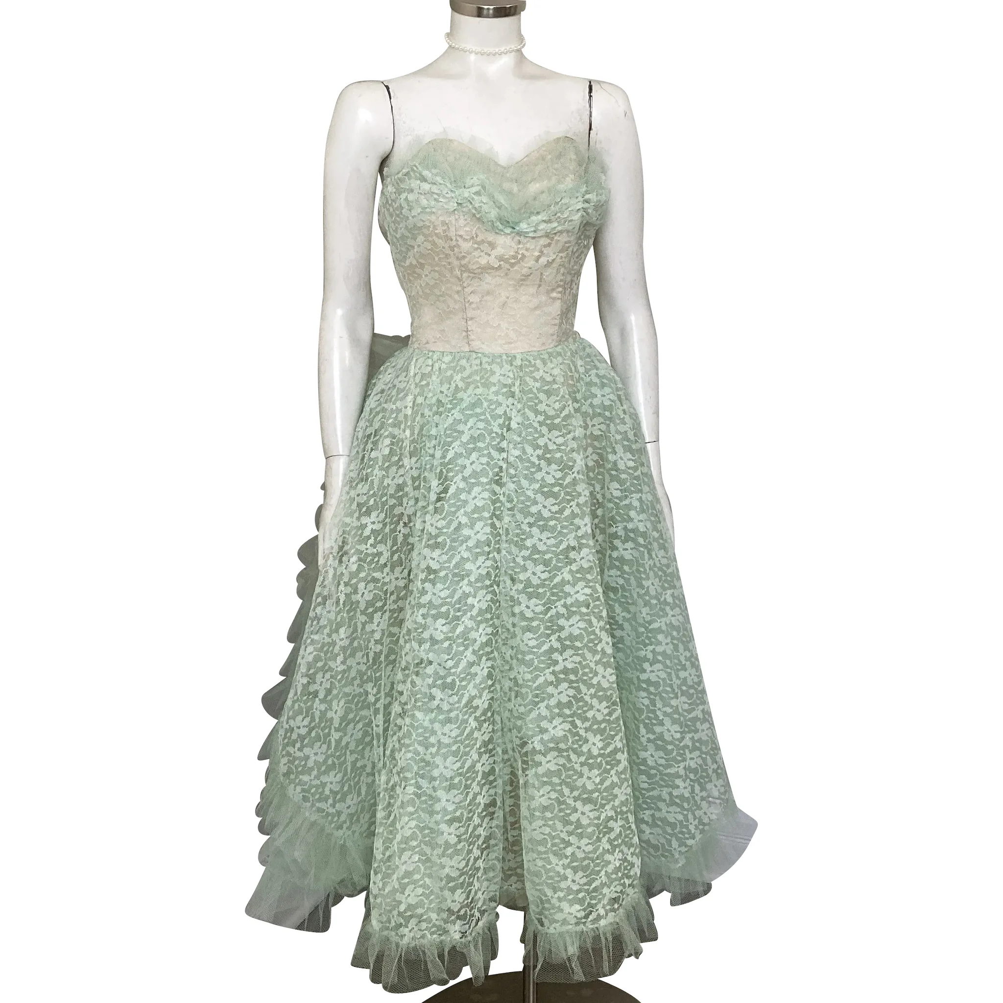 mint green 1950s dress 1950s Mint Chocolate Chip Striped Dress main image 1