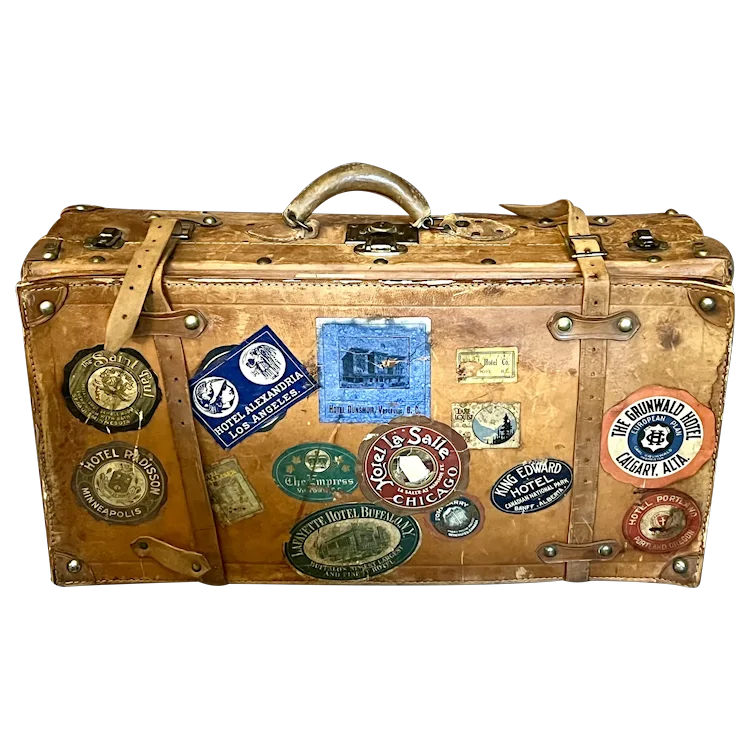 Collection of Vintage Luggage, a Set of Four English Travel Cases For