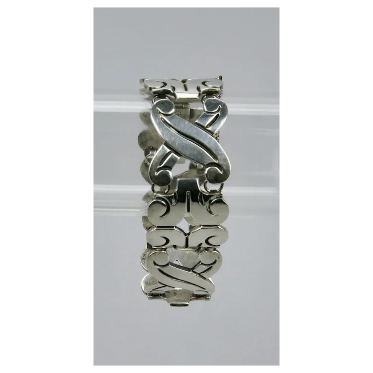 Sterling SIlver Link Bracelet Safety Chain Taxco Mexico Eagle 22