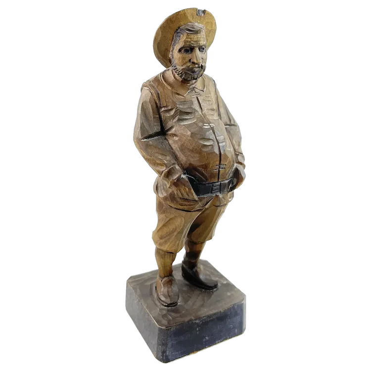 COMICAL Vintage 1950s 60s Ouro Artesania Spain Hand Carved Wood