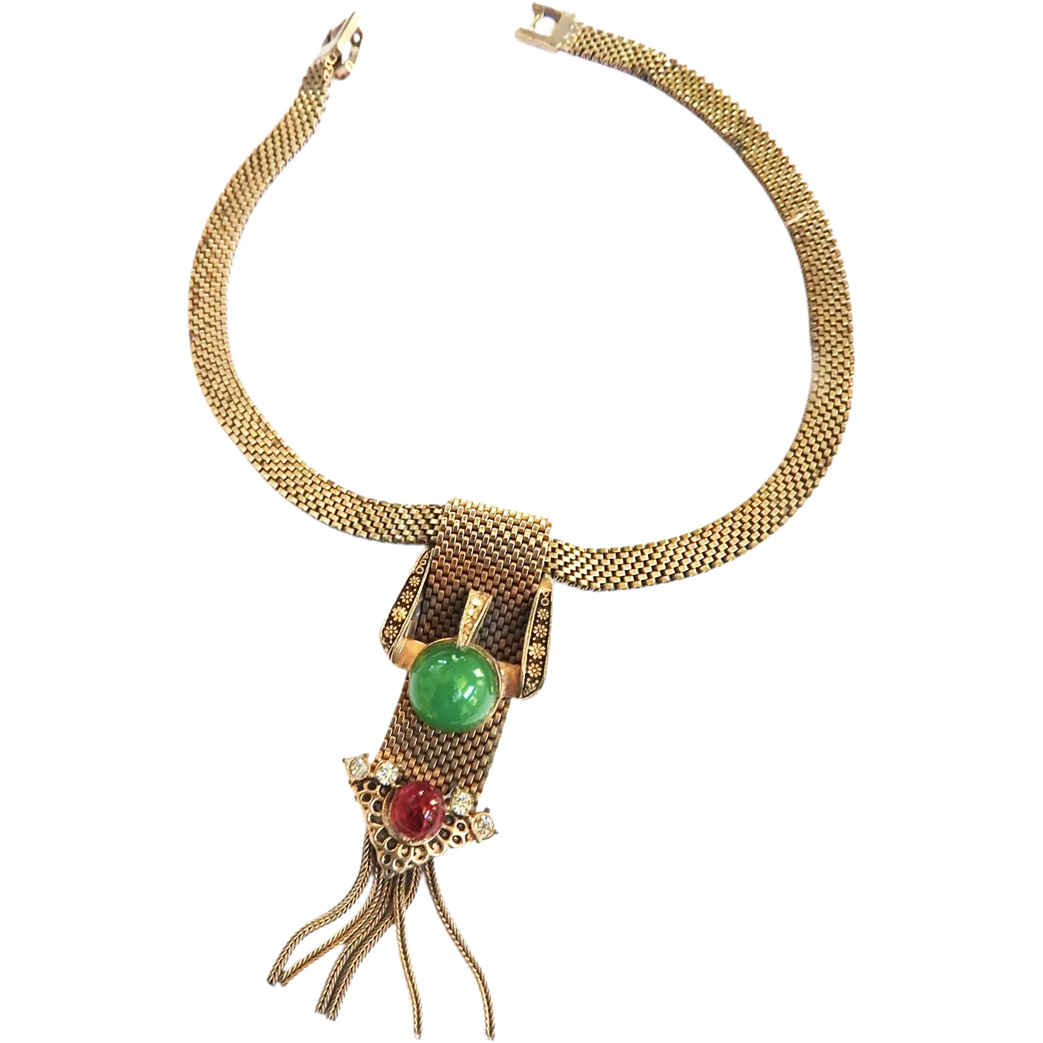 Similar Items to Vintage 1940s Long Pendant Czech Necklace Must C