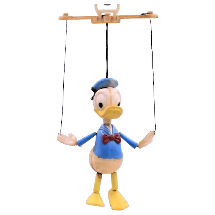 Puppet Donald Duck Marionette Walt Disney Made in Hong Kong. For