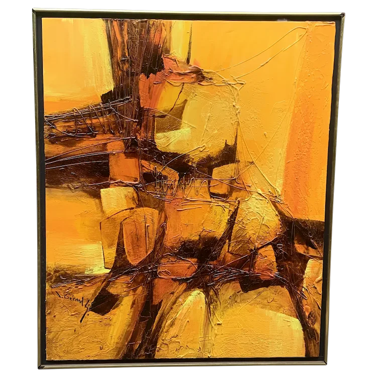 Original Abstract Mid-Century Modern Oil Painting by Jonas Gerard
