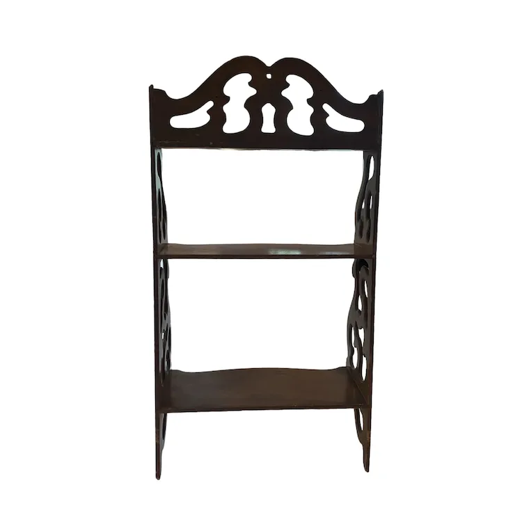 Mid 20th Century Vintage 3-Tier Mahogany Wood 26” Tall Wall Shelf
