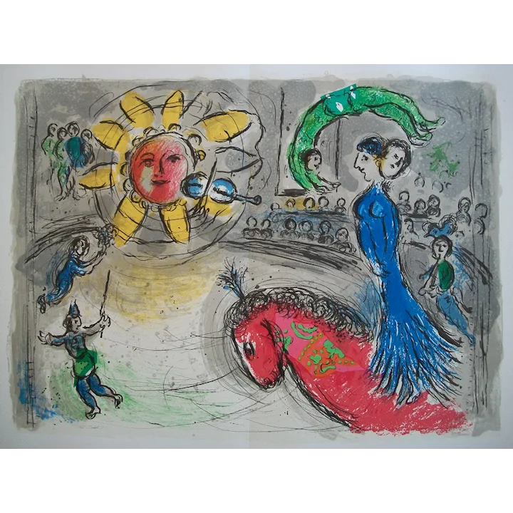 MARC CHAGALL - 'Soleil au Cheval Rouge' - Lithograph - France