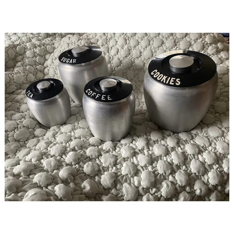 Kromex 8 piece Aluminum Canister Set MCM. For Sale at Ruby Lane