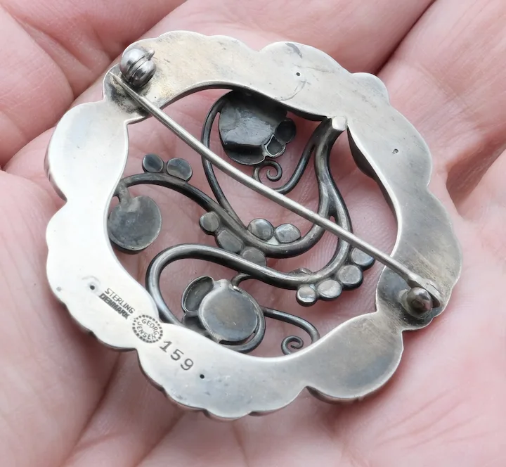 Large Georg Jensen Sterling Silver Moonlight Blossom Floral Circle