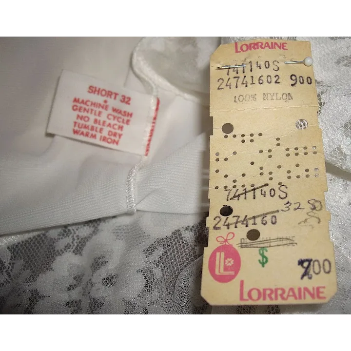 Vintage Full Slip Womens Off White Nylon Floral Lace Trim Prairie No