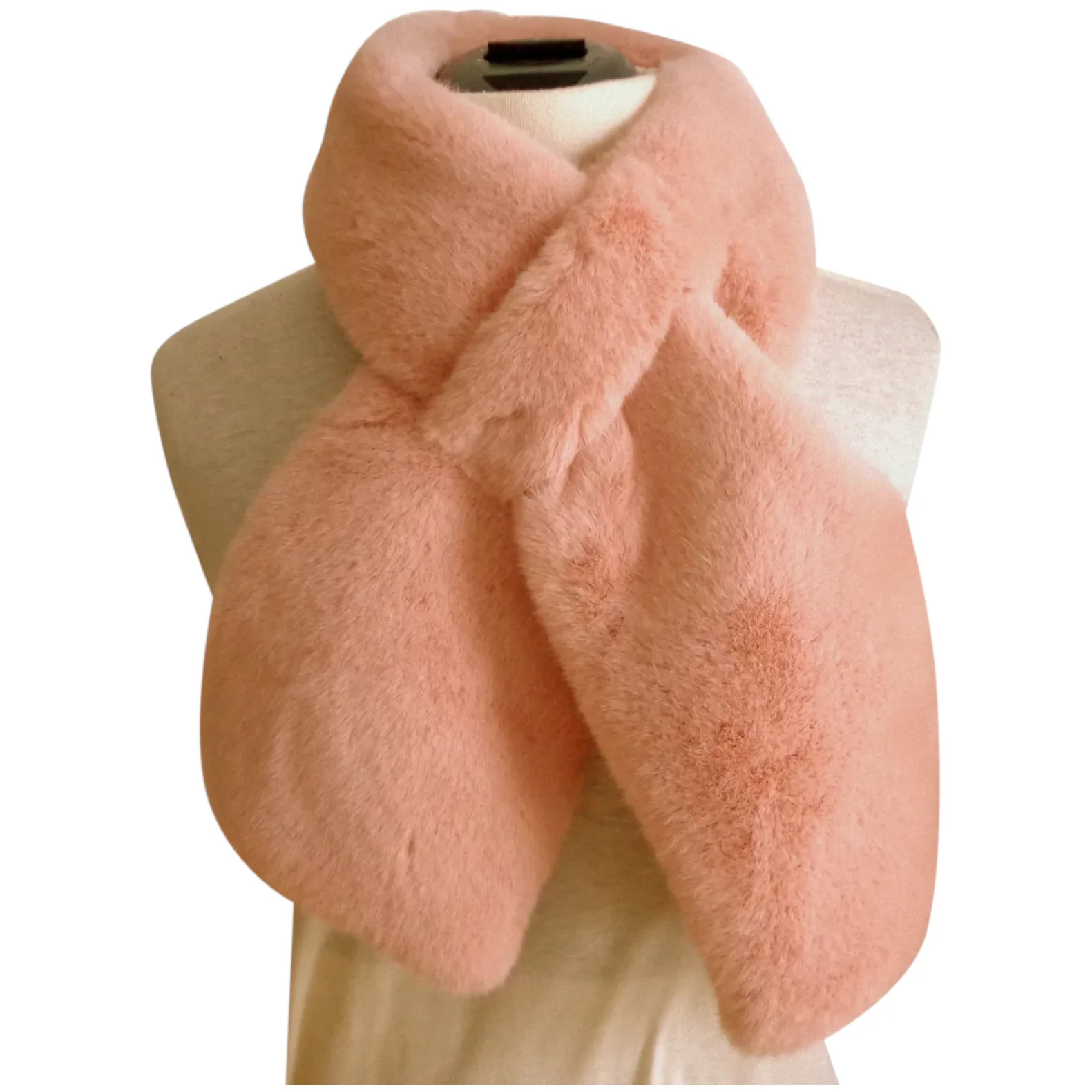 LOVE & LORE Faux Fur Insertion Scarf. Pale Rose / Pink