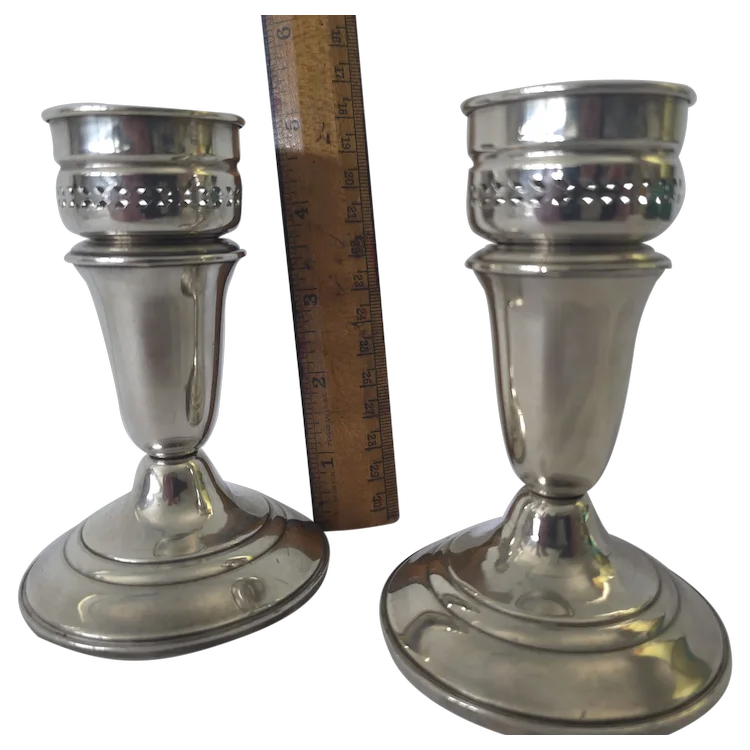 Beautiful Crown Sterling Silver Candle Sticks with Pierced Screw Beautiful Crown Sterling Silver Candle Sticks with Pierced Screw