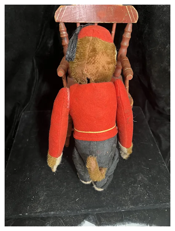 Antique Schuco Monkey Bellhop W/ Yes / No Mechanism Darling Mohair
