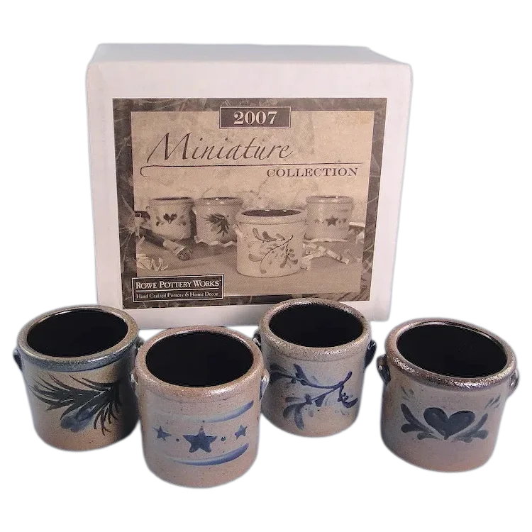 Rowe Pottery Miniature Crock Set of Four, Rare Limited Edition Set