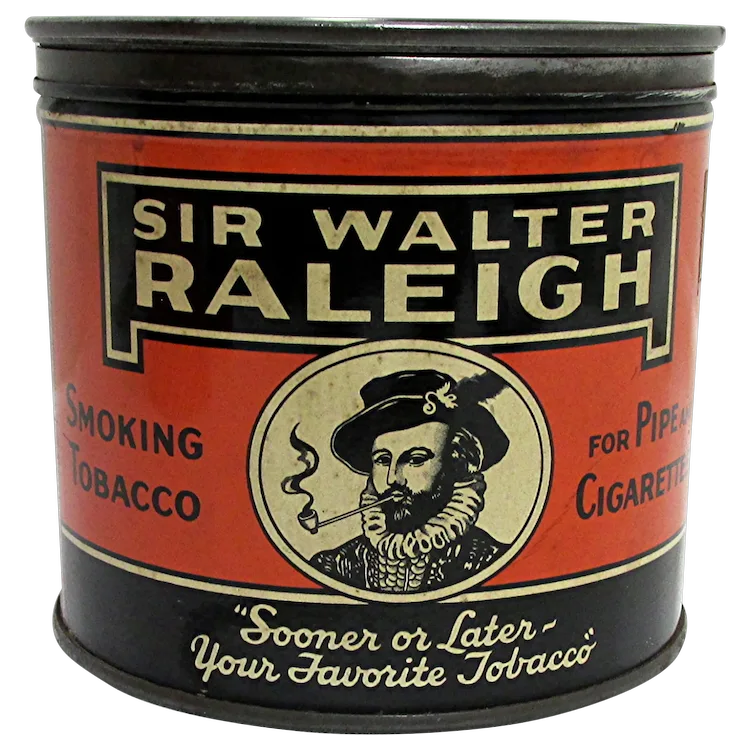 Sir Walter Raleigh Small Humidor Advertising Tobacco Tin. For Sale at Ruby  Lane